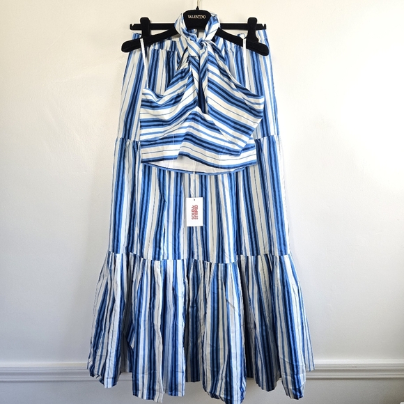 New Solid & Striped The Naomi Top & The Addison Skirt Set Marina Blue NWT Large - Picture 7 of 10